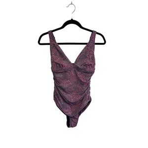 TITLE NINE Womens Swimsuit One Piece Pink Purple Swim Ruching Adjustable Strap S